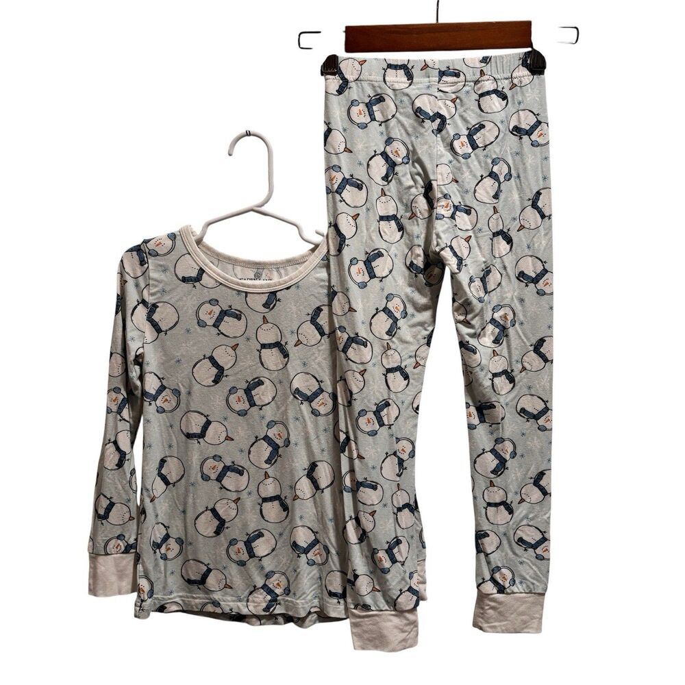 Caden Lane Kids Size 5 6 Unisex Snowman Snuggles 2 pc PJ Pajama Bamboo Set 5/6